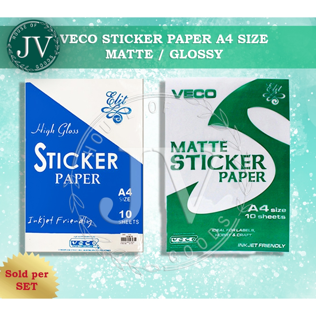 Veco Sticker Paper Matte/Glossy A4 | Shopee Philippines