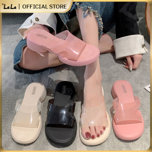 【LaLa】New Footwear slippers with close transparent strap for women soft ...