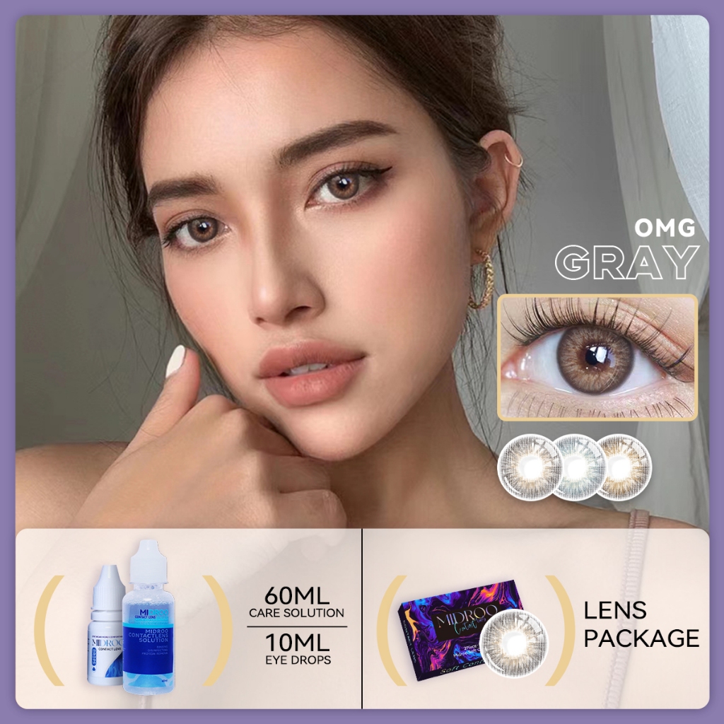 Midroo OMG Contact Lens With 60ml Solution+10ml Eyedrop Graded 0.00 ...