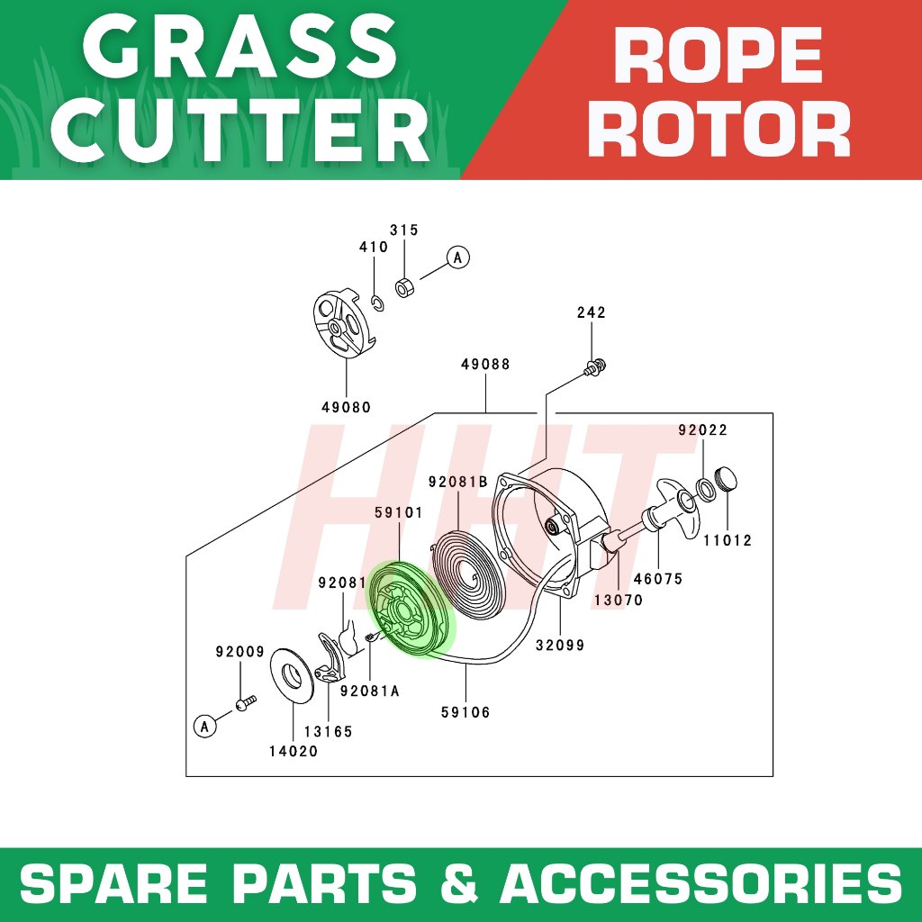 Kawasaki TD40 Rope Rotor 2 Stroke Grass Cutter Accessories Parts TD40 ...