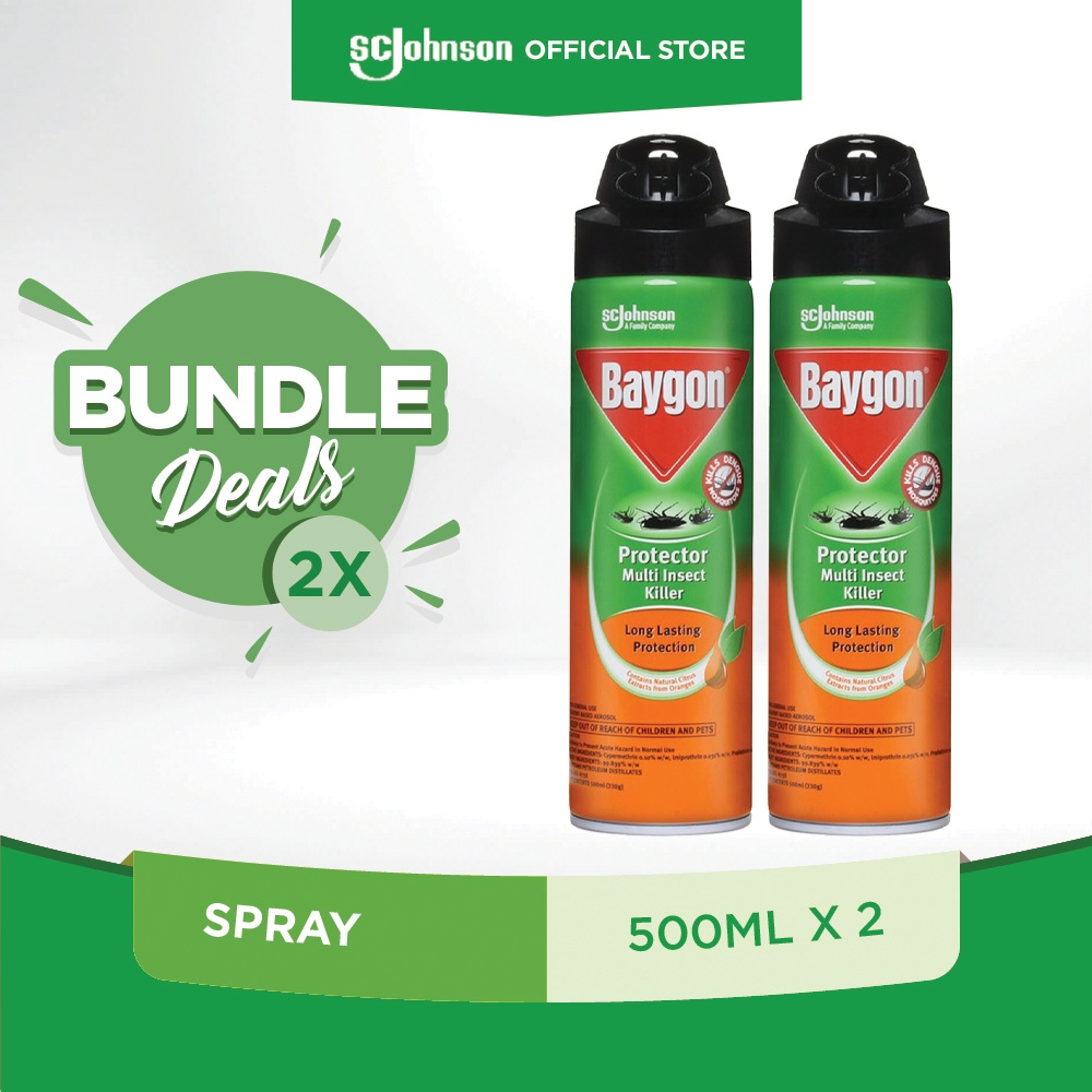 Baygon Protector Multi-Insect Killer Twin (500ml x 2) | Shopee Philippines