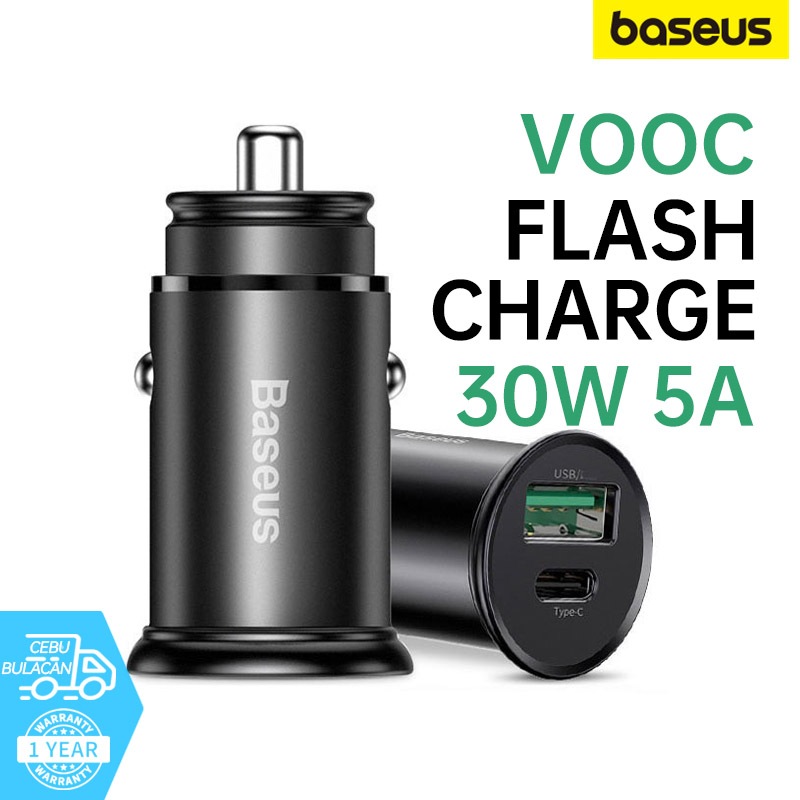 BASEUS VOOC Car Charger Dual Outputs A+C 30W Quick Charging TypeC QC4.0 PD3.0 IP SCP AFC PPS