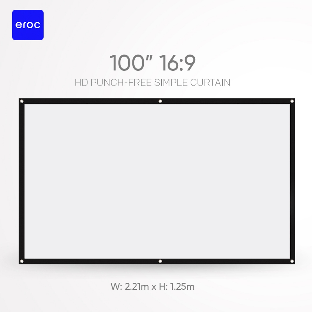 Eroc 100 inches Projector Screen 16:9 Foldable Wall Hanging Anti-light ...