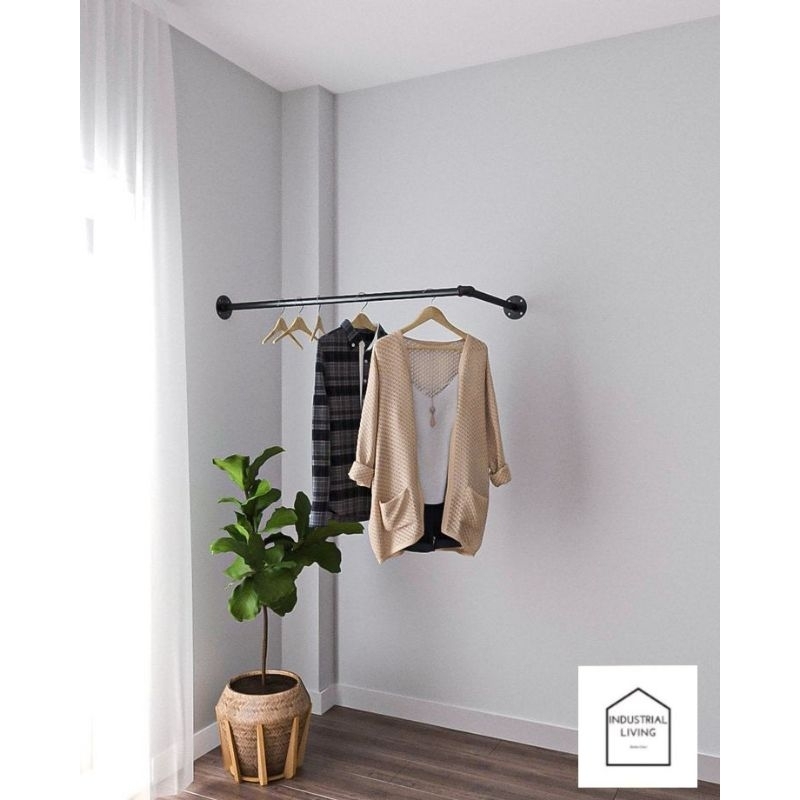 Industrial Corner Hanger Rack Legit Black Iron 1/2 Heavy Duty | Shopee ...