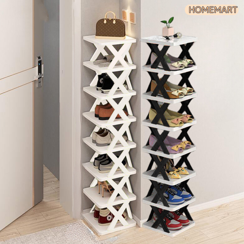 9 Layer White Black Shoe Rack Folding Multi-tier Balcony Shoe Rack ...