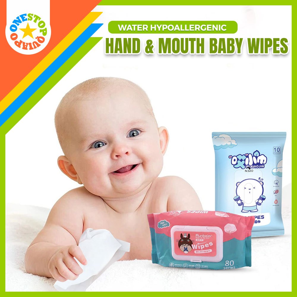 OSQ Baby Hand Mouth Baby Wipes 10/80pcs per Pack 99 Water