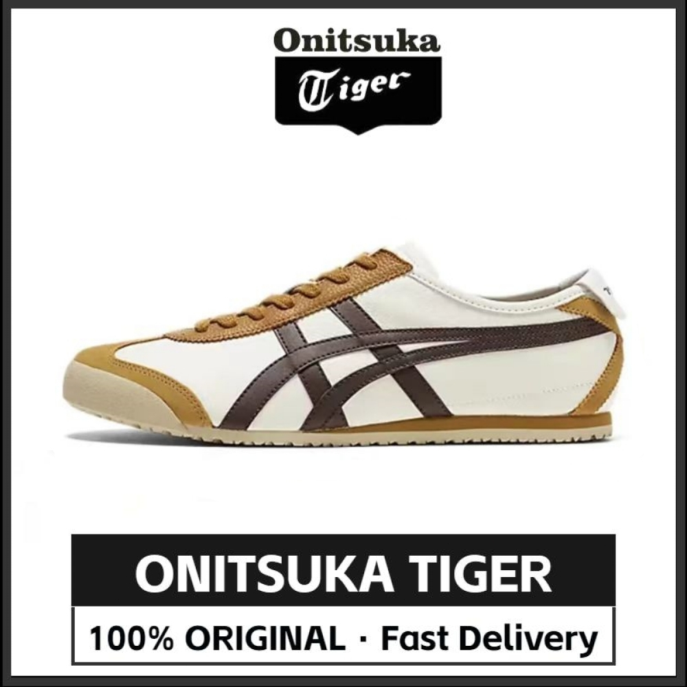 100 Original Tiger MEXICO 66 White Brown 1183A201 117 Low Top Unisex Sneakers Shopee Philippines