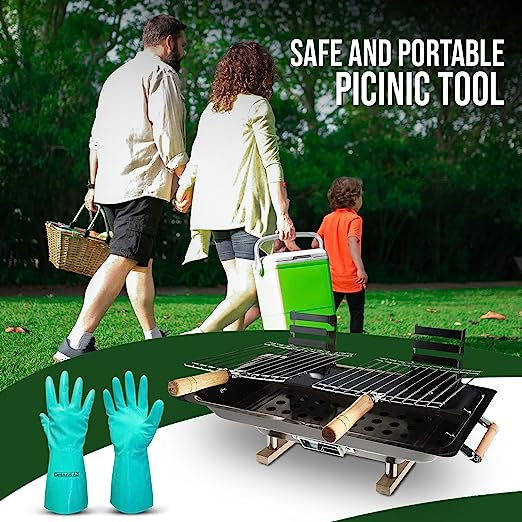 Original All Steel Hibachi Griller Charcoal Barbeque Grill with FREE ...