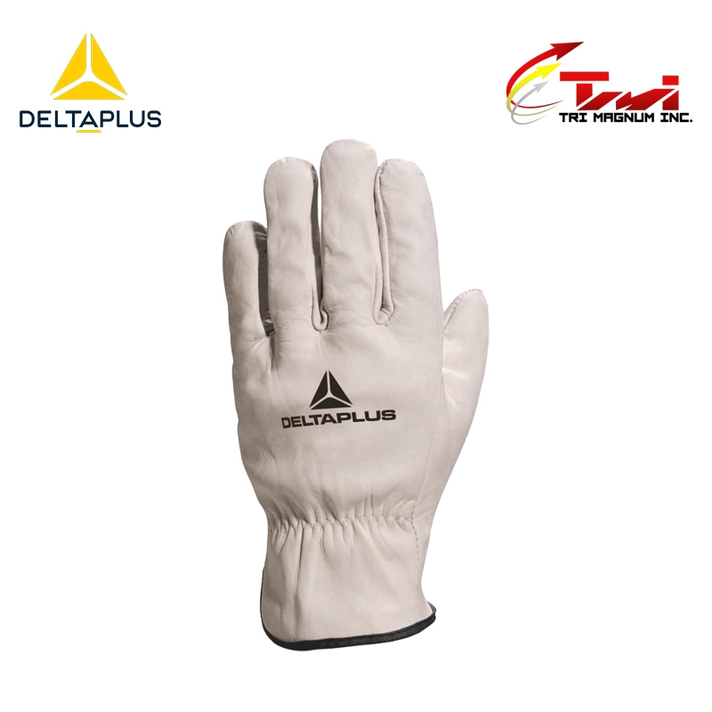 Delta Plus FBN49 Arbeitshandschuhe – Vollnarbenleder, Größe L, Grau – EN388 3,1,2,2