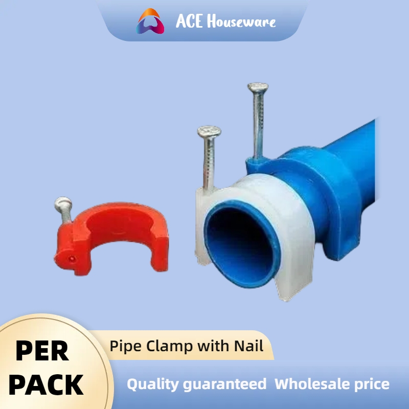 PVC Pipe Clamp PPR Pipe Clamp with Nail C shape clamp 1/2" ,3/4" ,1