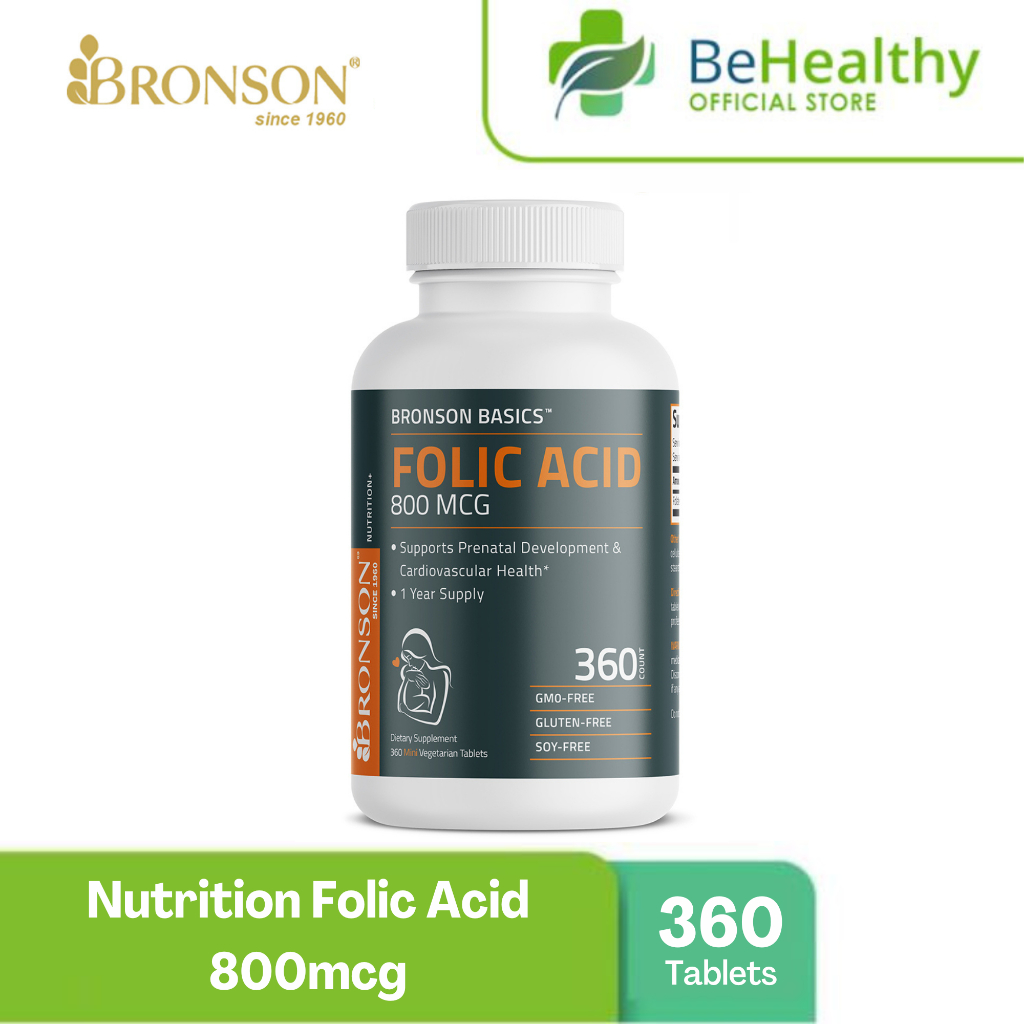 Bronson Folic Acid 800mcg (360 Mini Vegetarian Tablets) | Shopee ...