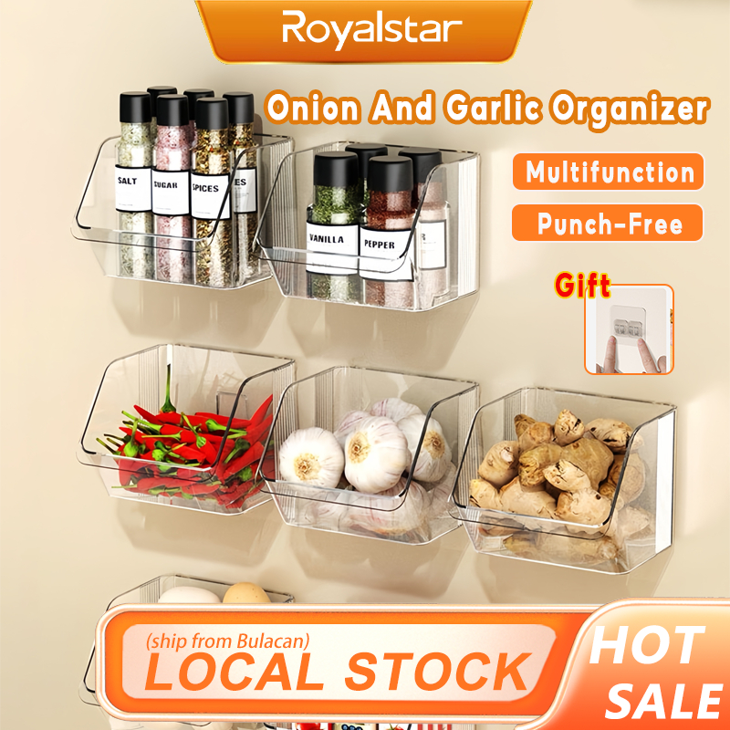 ROYALSTAR Kitchen Onion And Garlic Organizer Multifunction Wall Mounted ...