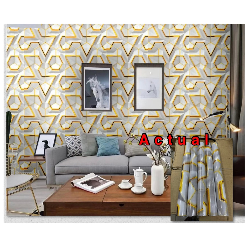 Wallpaper 10 Meters PVC Waterproof Self-Adhesive Wall Sticker Home Wall ...