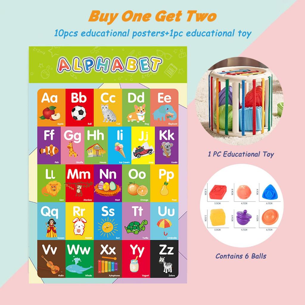 Laminated Educational Preschool Posters 10PCS Charts for Preschoolers ...