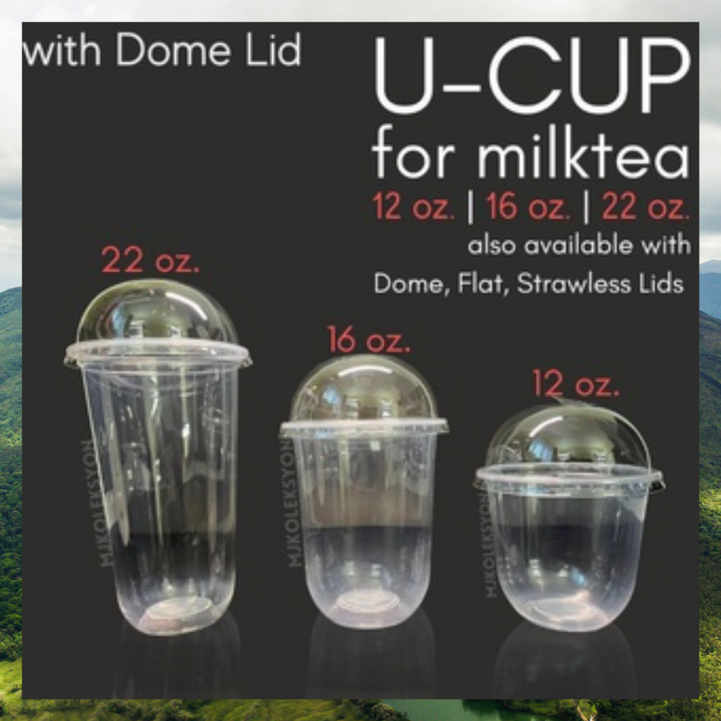 Plastic PP Flat Cup with Lids SET! (12oz, 16oz, 22oz) 95mm for Milktea  Plastic Cups - Party [50pcs]