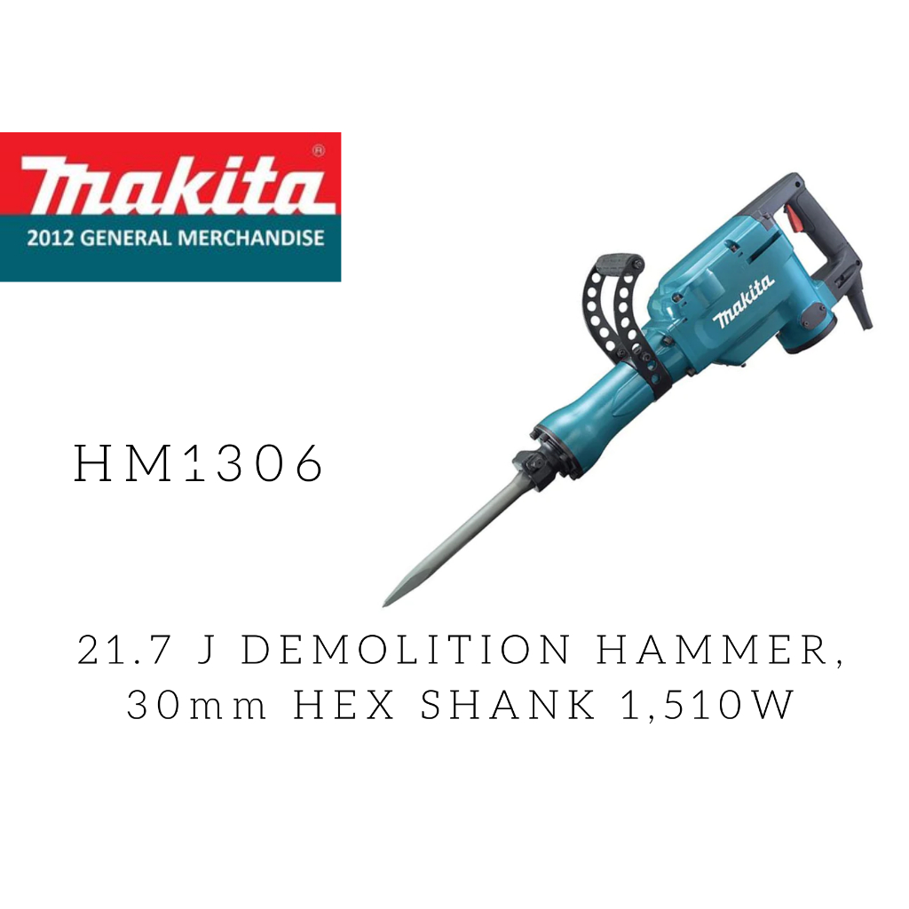 ORIGINAL Makita Demolition Hammer, 30mm Hex Shank 1,510W HM1306