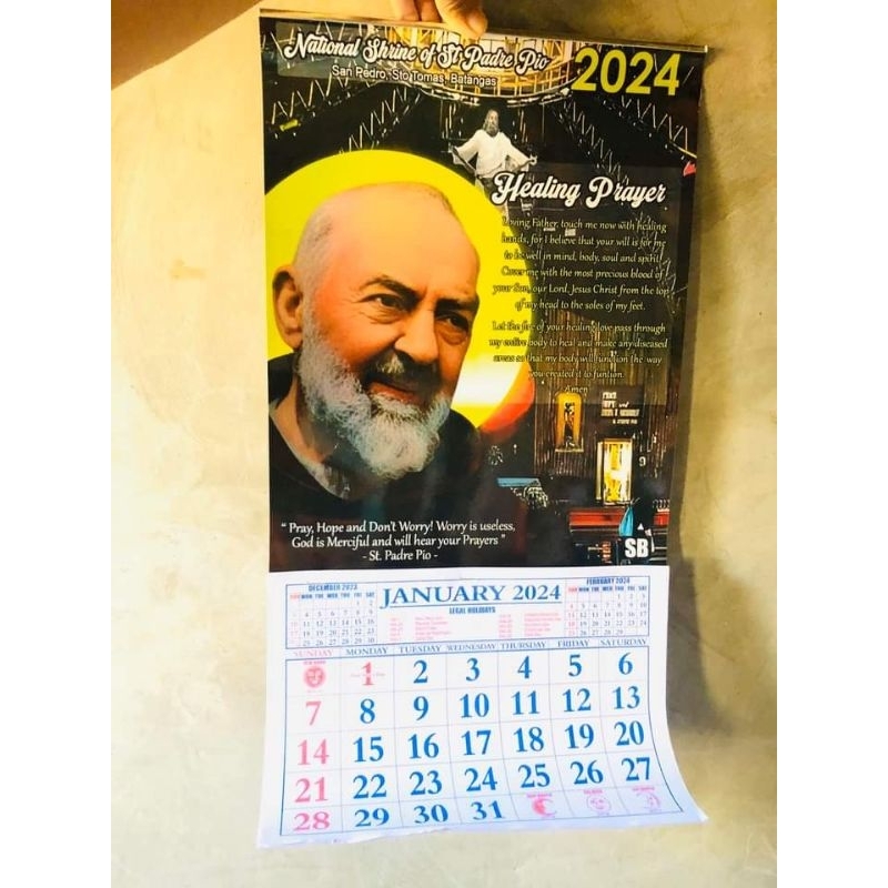 Padre Pio Calendar 2024 from Padre Pio shrine Sto. tomas Batangas