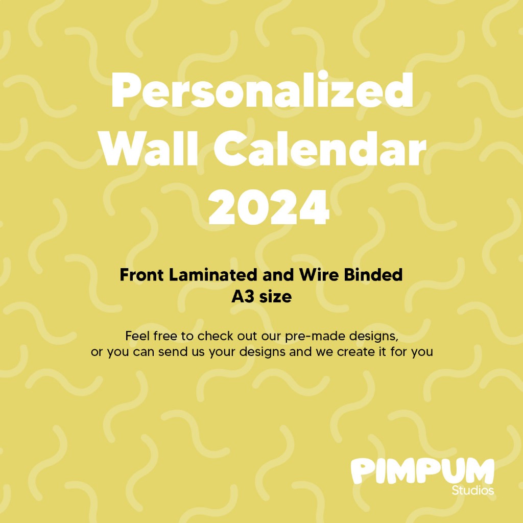 Personalized Wall Calendar 2024 Custom A3 Calendar, Wirebinded & Laminated by PimPum Studios
