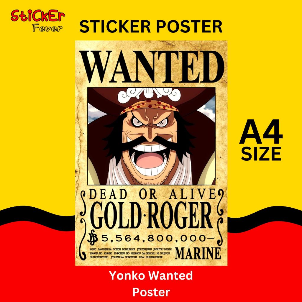 Sticker Fever ( BIG ) Anime One Piece Straw Hat Pirates Wanted Poster