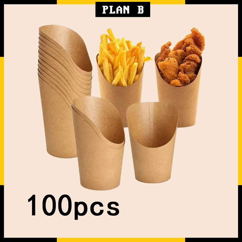 100pcs 14oz French Fries Holder French Fries Paper Cup Disposable ...