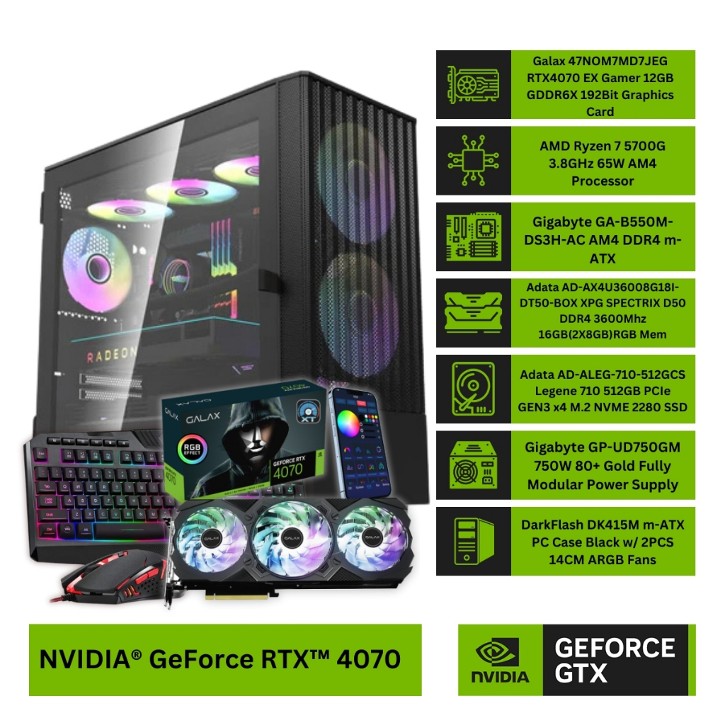 PC Gamer RAPTOR - Ryzen 7 5700G - GTX 1650 - 16Gb - 512 Gb