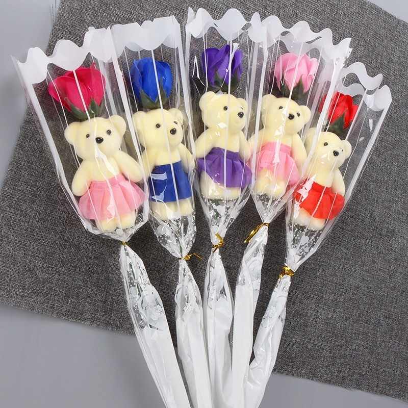 TS Valentine's Day Perfect Gift for gf Soap Rose with Teddy Bear ...