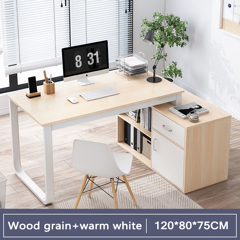 Corner computer desktop desk Home corner L-shaped desk with drawers ...