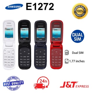 Samsung Flip Phone E1272 Dual Sim Big Button Basic Folding Phone Black  White Red