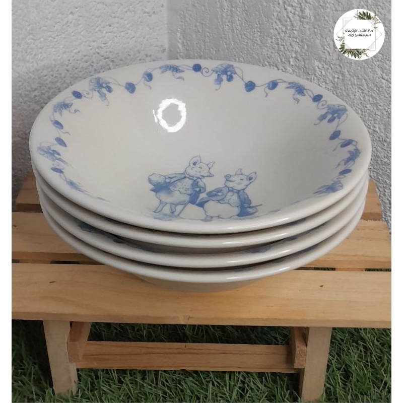 PETER RABBIT- The World of Peter Rabbit Ceramics (4) Pcs Set Soup/Salad ...