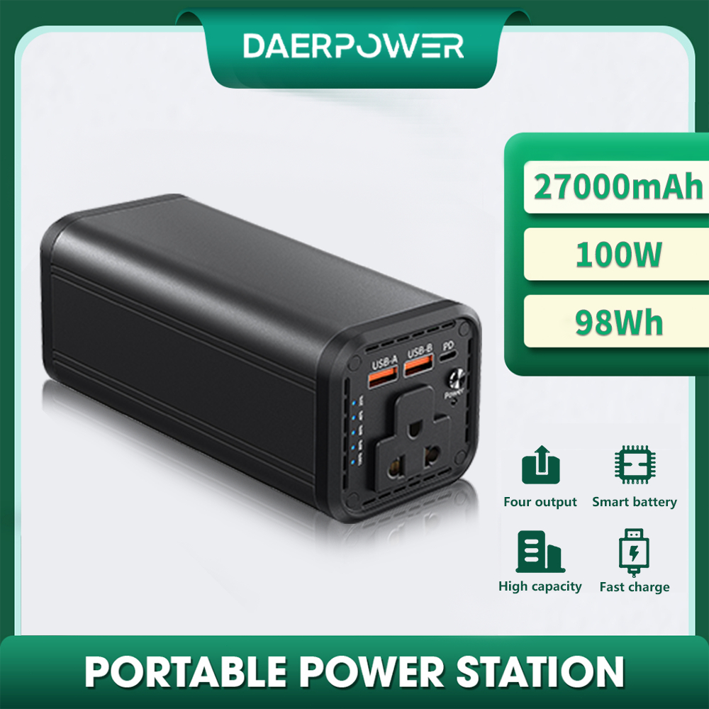 27000mAh Power Bank with 100W AC Outlet,60W PD Type-C Output&Input Portable  Laptop Charger，2 USB Output(QC3.0 18W) Power Bank，97.2 WH Fast Charging