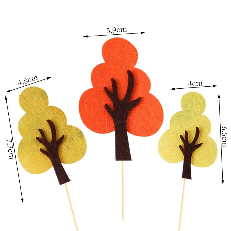 3pcs Maple Tree Cake Topper For Jungle Safari Theme Birthday Party