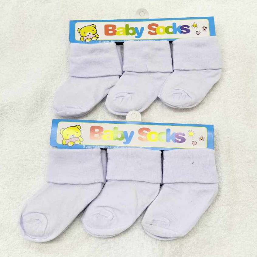 COD - BABY COTTON SOCKS - PLAIN WHITE ( 3 PAIRS ) | Shopee Philippines