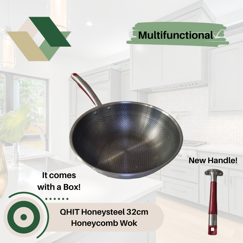 QHIT Original Honeysteel 32cm Wok Stainless Wok Kawali ni