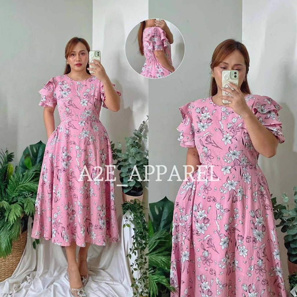 A2E | Jola Dress | Floral Ruffles Sleeves Sunday Dress | Shopee Philippines