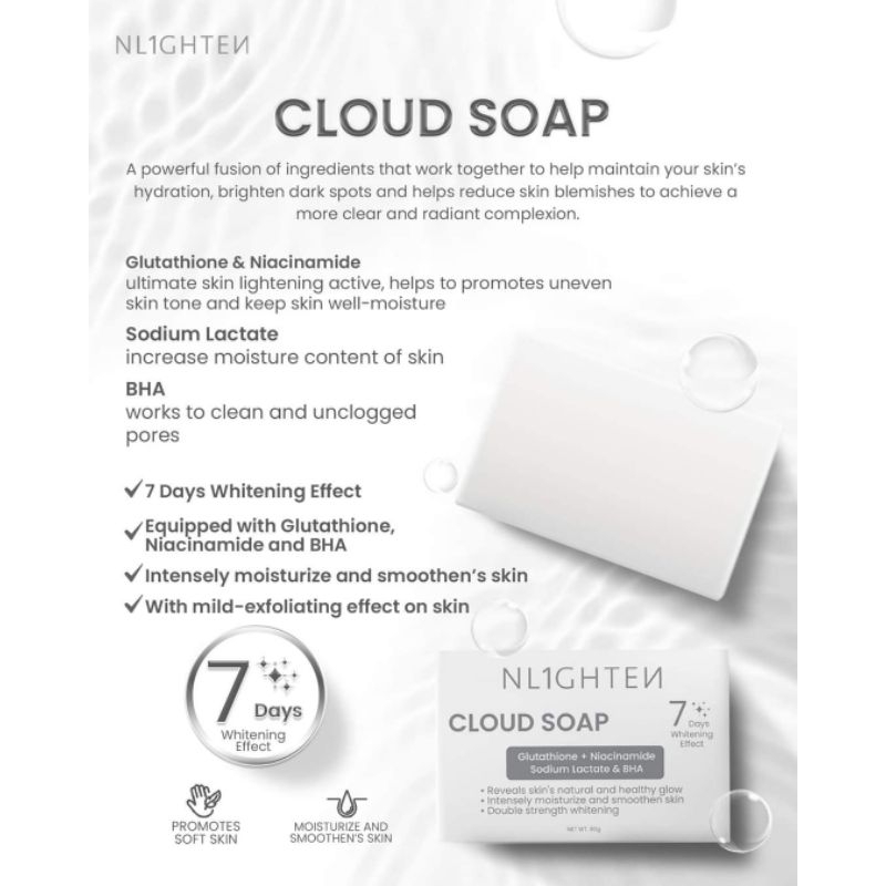 COD ️Nlighten Cloud Soap 7 Days Whitening Effect (Glutathione ...