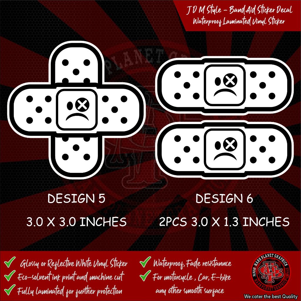 thumbnail image 2 of JDM Band-aid Stickerbomb Decal Sheet – Retro Vintage Drift Car Stickers 2 of 3