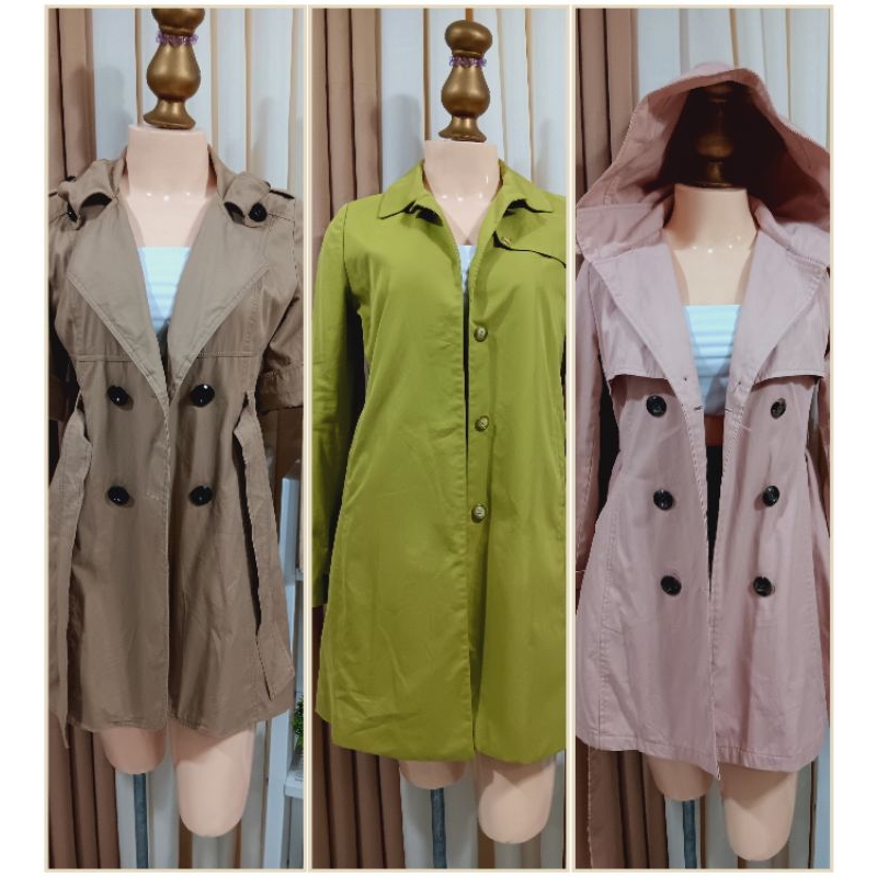 Trench coat long coat double breasted trenchcoat khaki white