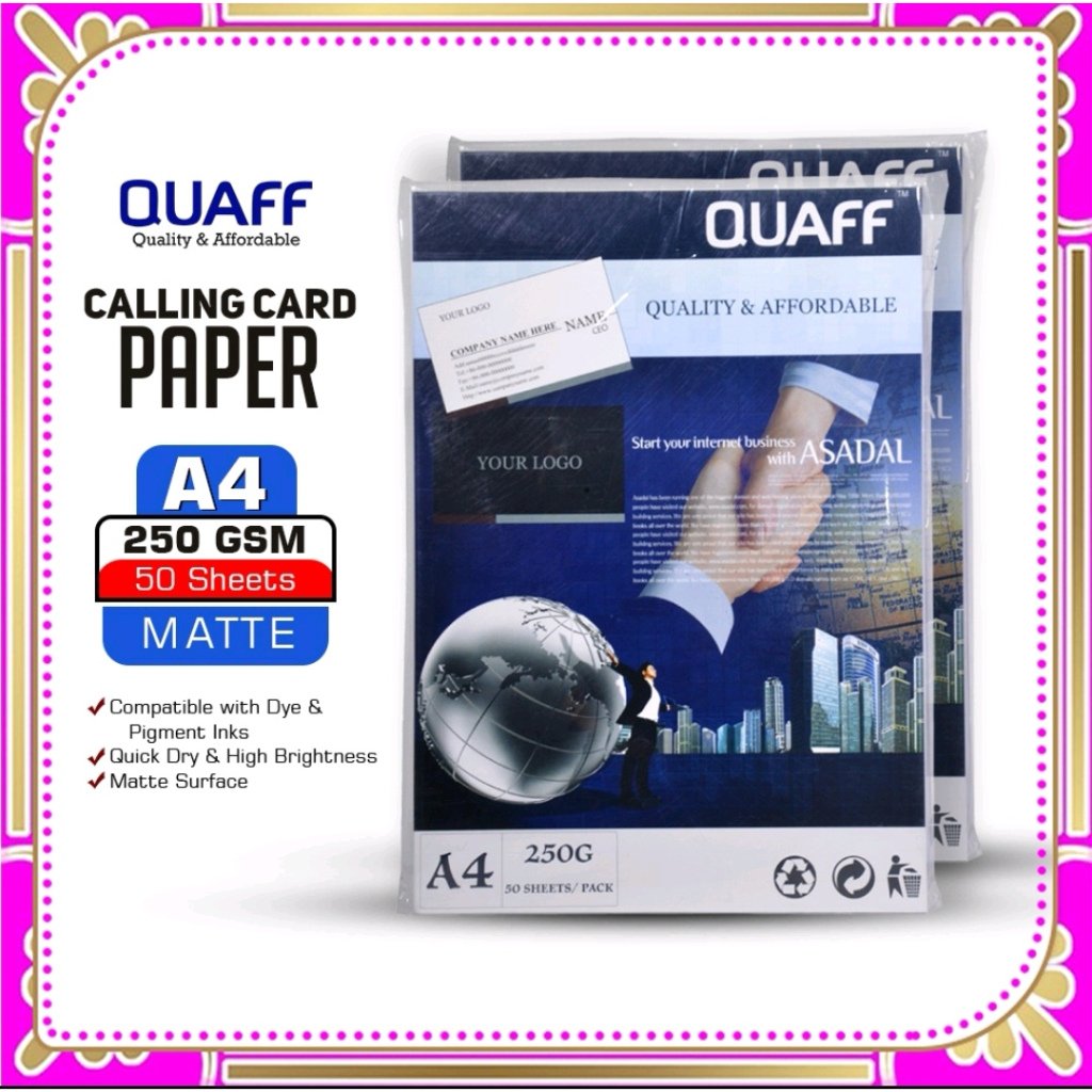 A4 Size QUAFF Double Sided Matte Calling Card Paper (50sheets / pack ...