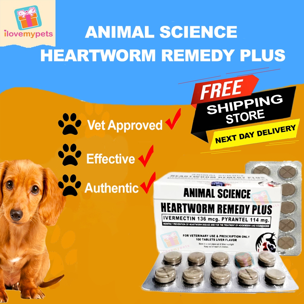 Heartworm Remedy Plus Animal Science Tablet for Dogs Cats NEXT DAY SHIPPING with Free Sticker Shopee Philippines