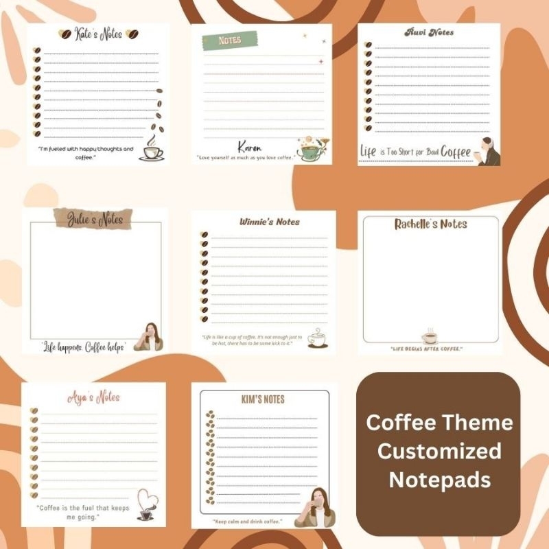 Personalized /Customized Coffee Theme Notepad Giveaways Shopee Philippines