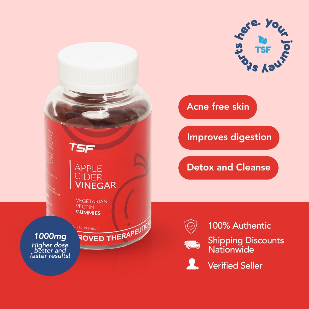 TSF Apple Cider Vinegar Gummies 1000mg 60 gummies ACV Gummies