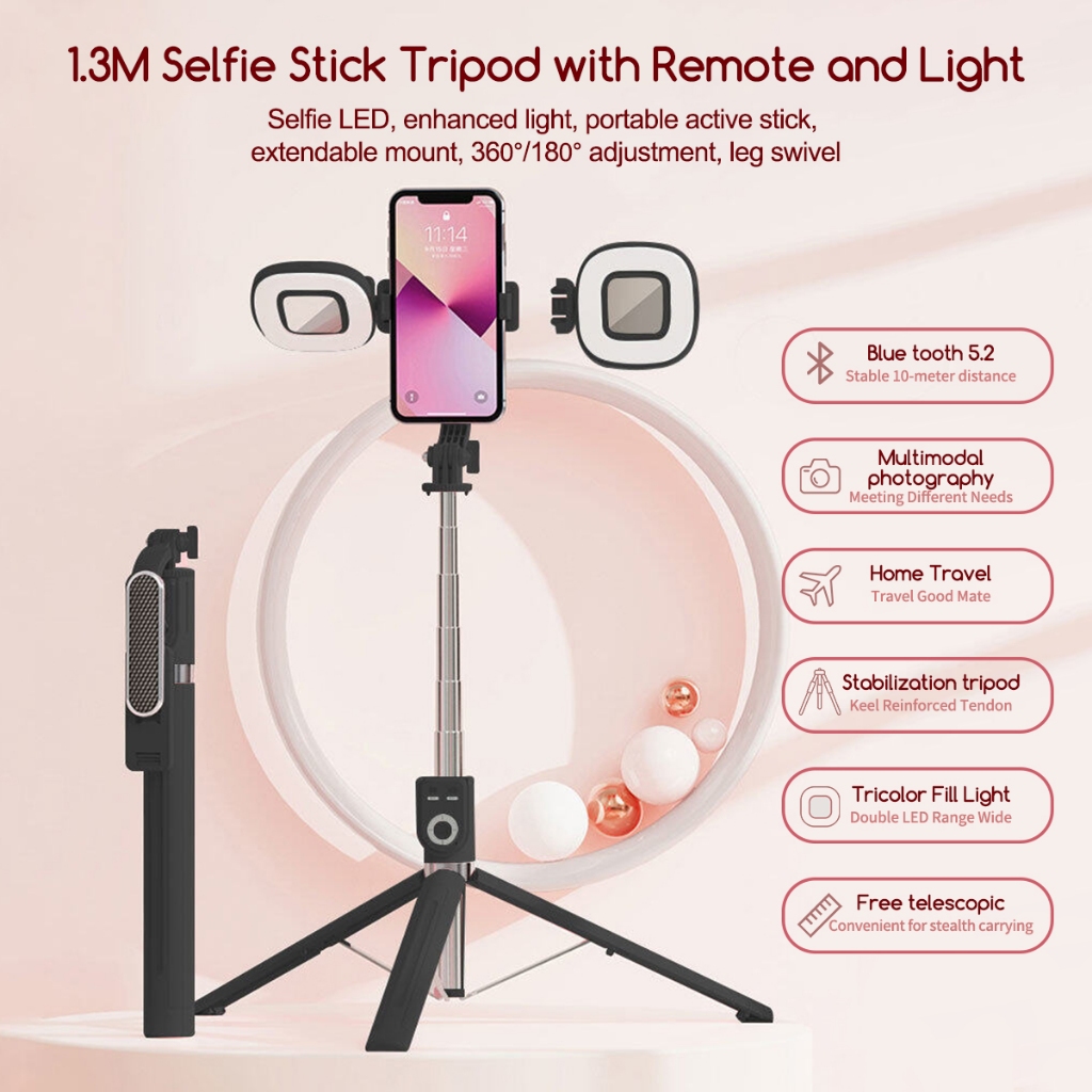 Selfie Stick Tripod 360° Rotating Bluetooth Remote Retractable Selfie ...