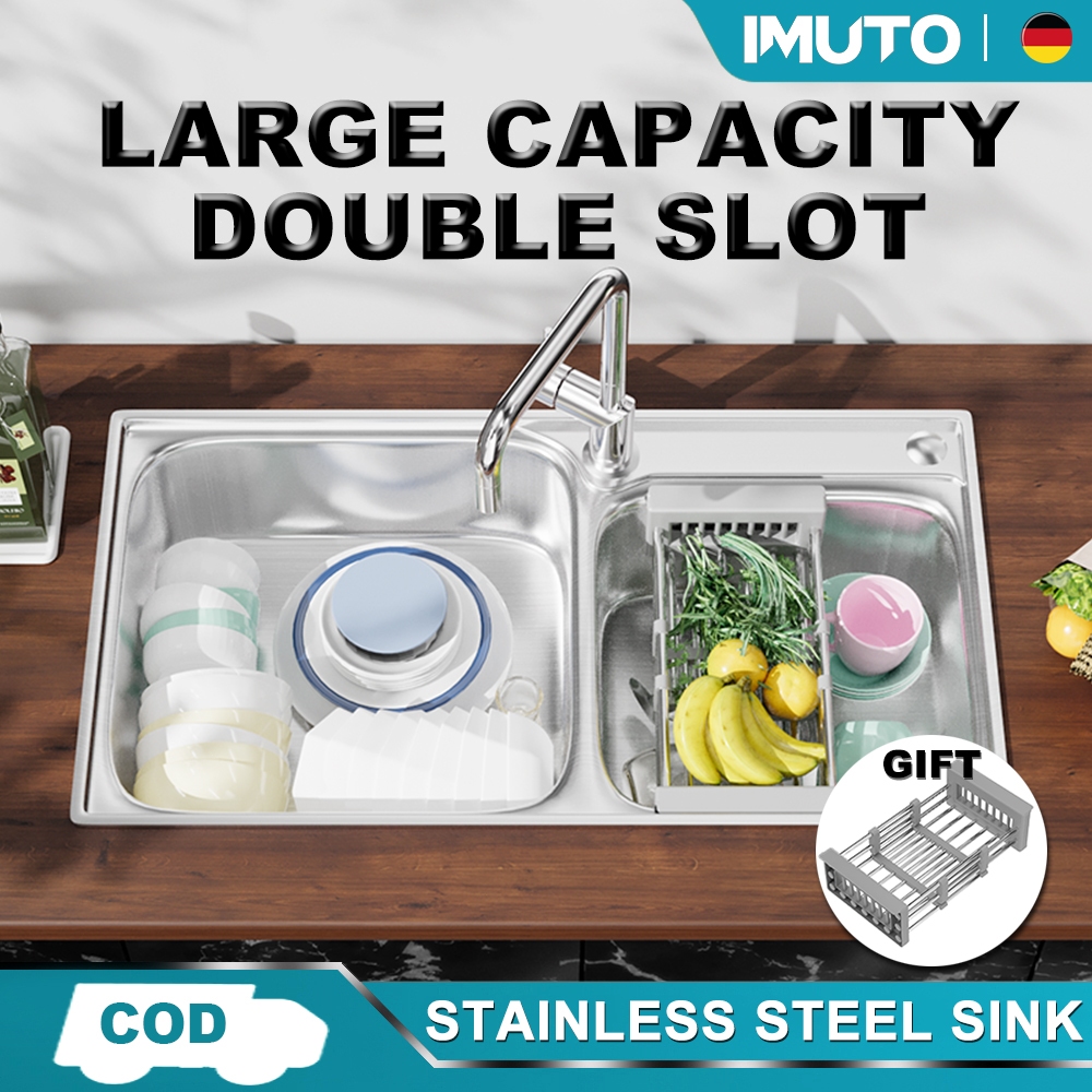 Imuto 304 Stainless Steel Kitchen Sink Large single trough, double