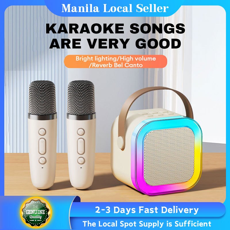 Karaoke bluetooth speaker Wireless Dual Microphone RGB Light portable ...