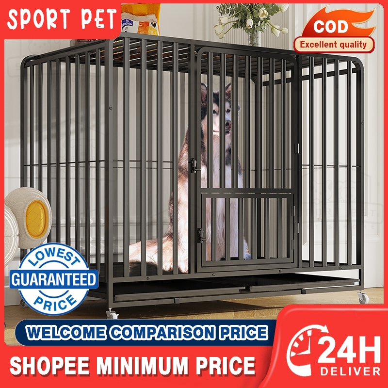 Thickening Square Tube Dog Cage Stainless Pet Dog Cage With Poop Tray