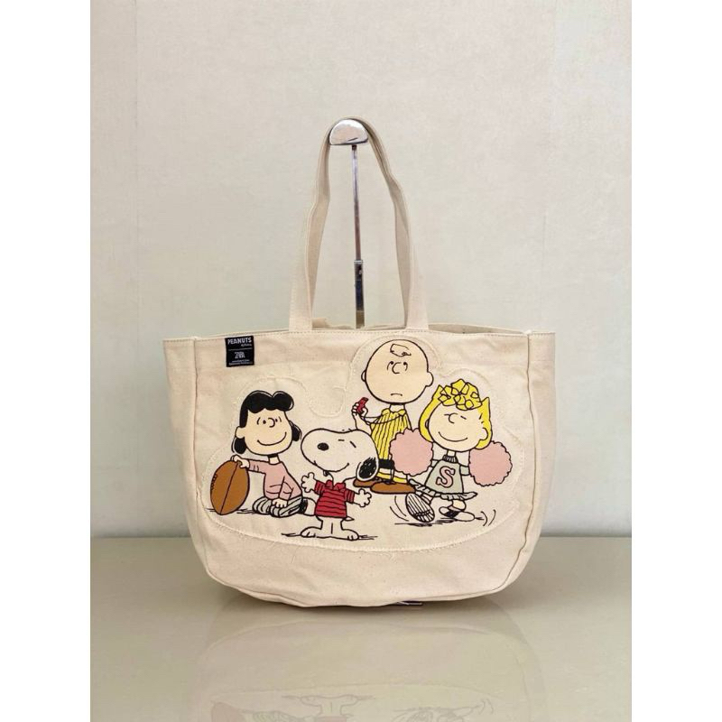 Snoopy peanuts bag cartoon canvas tote shoulder 2024 bag cute shopping