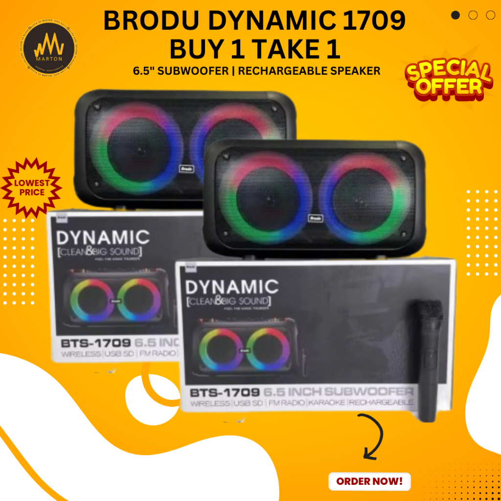 BRODU 1709 | BUY 1 TAKE 1 | BLUETOOTH & RECHARGEABLE SPEAKER | Shopee ...