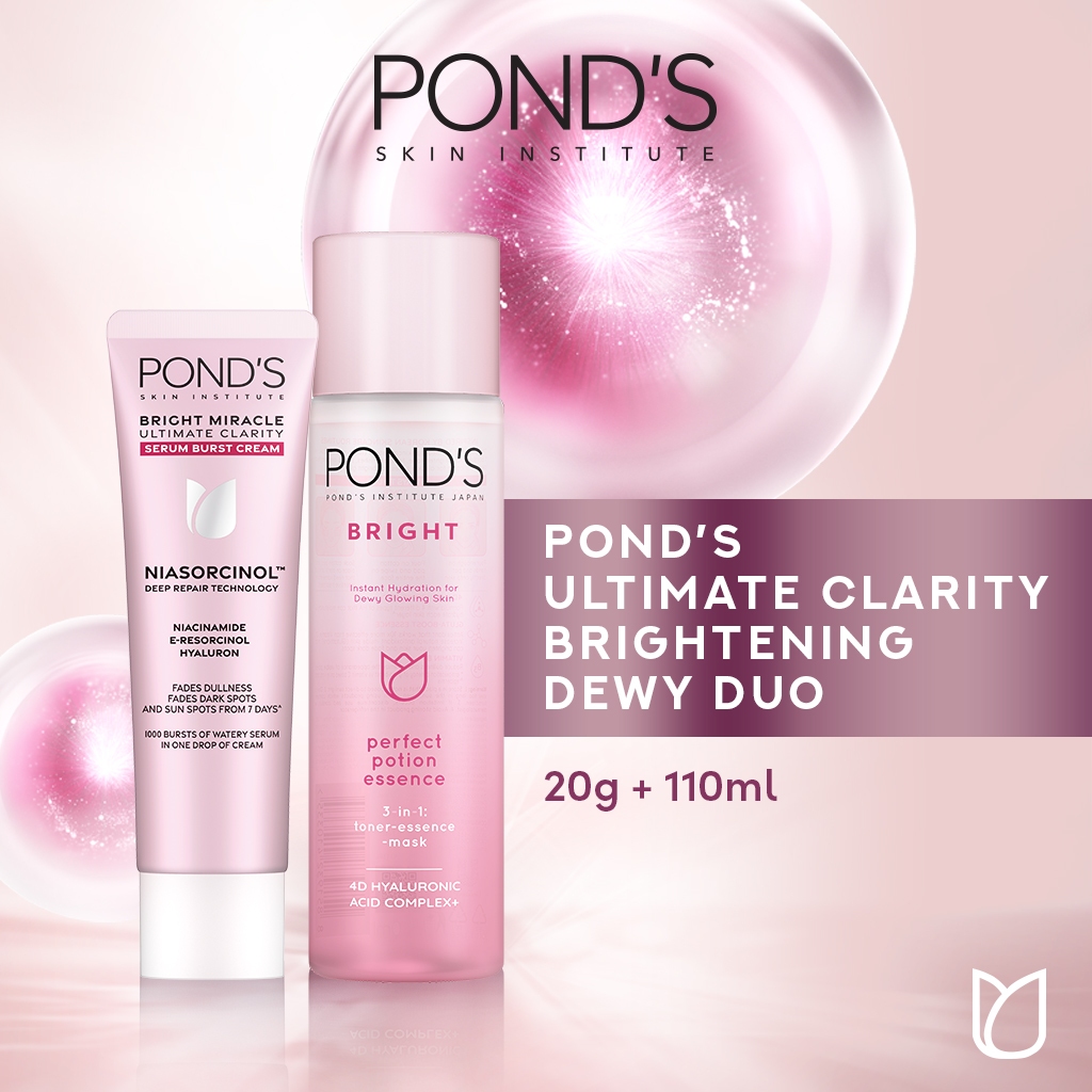 POND'S Ultimate Clarity Brightening Dewy Duo (Perfect Potion Essence 110ml, Serum Burst Cream