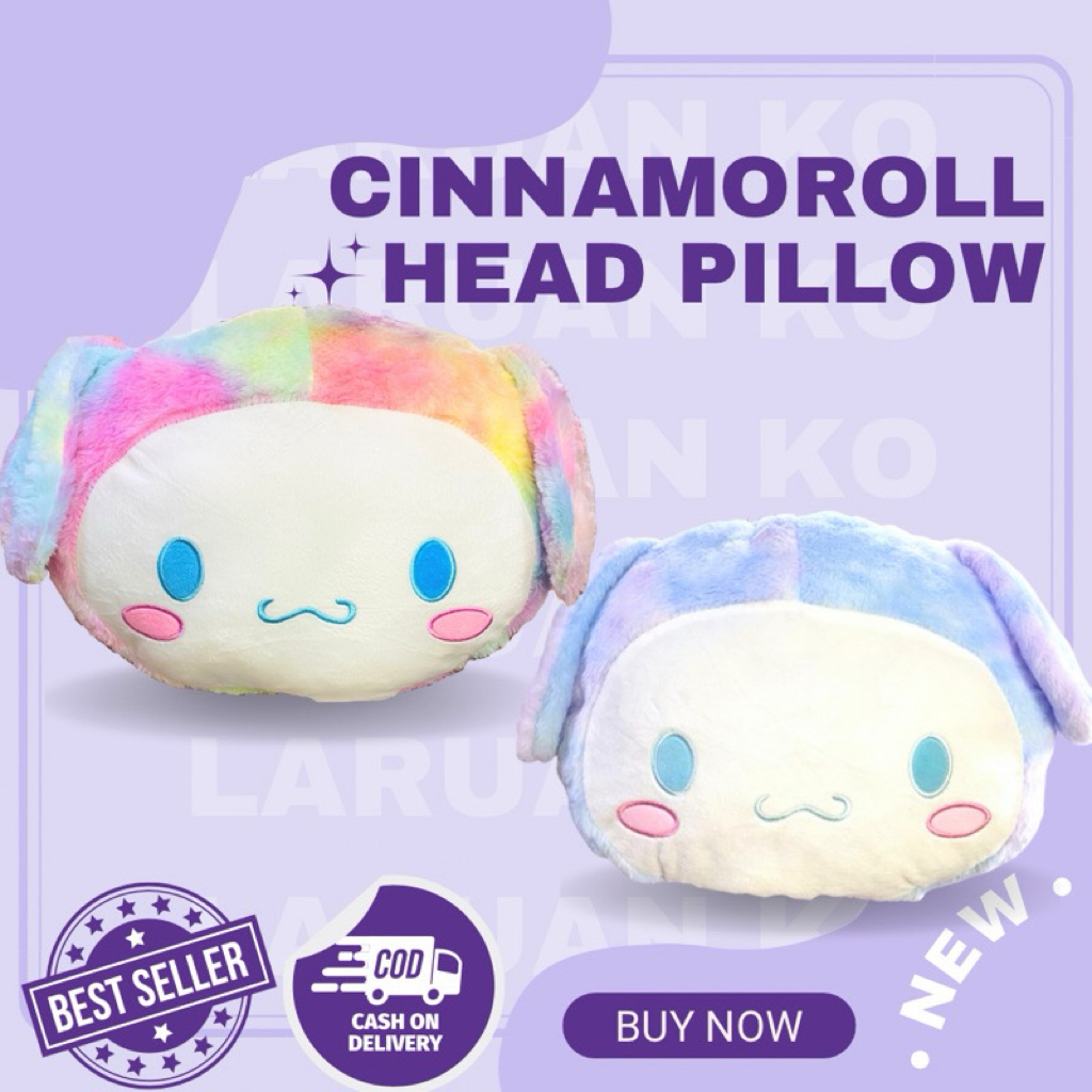 WeHottie Cinnamoroll Rainbow Head Soft Pillow Sanrio Perfect Gift COD ...