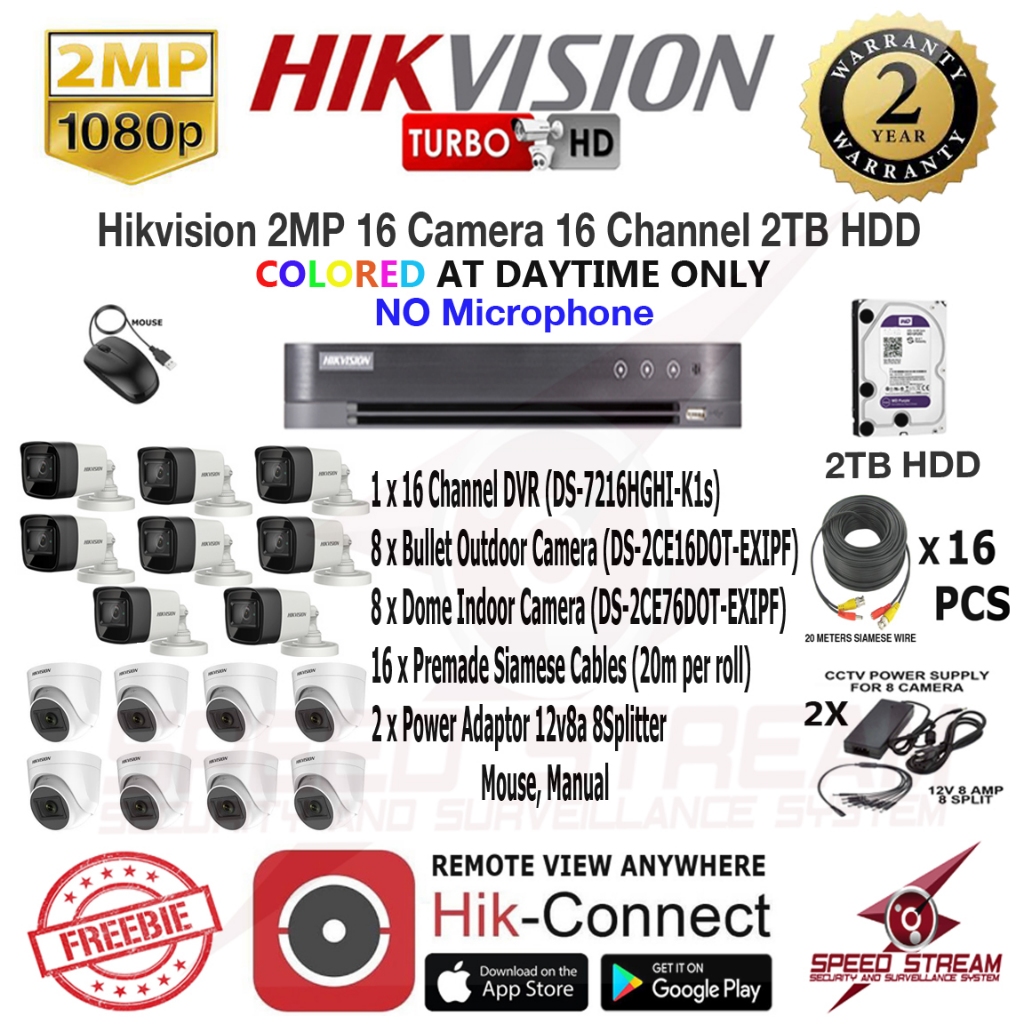 Hikvision 2mp sales dvr 16 channel